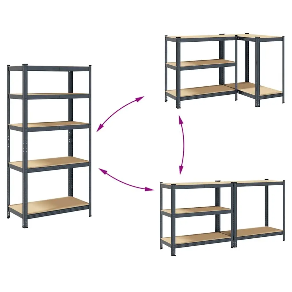 5-Layer Heavy-Duty Industrial Shelving Unit Steel Engineered Wood Anthracite