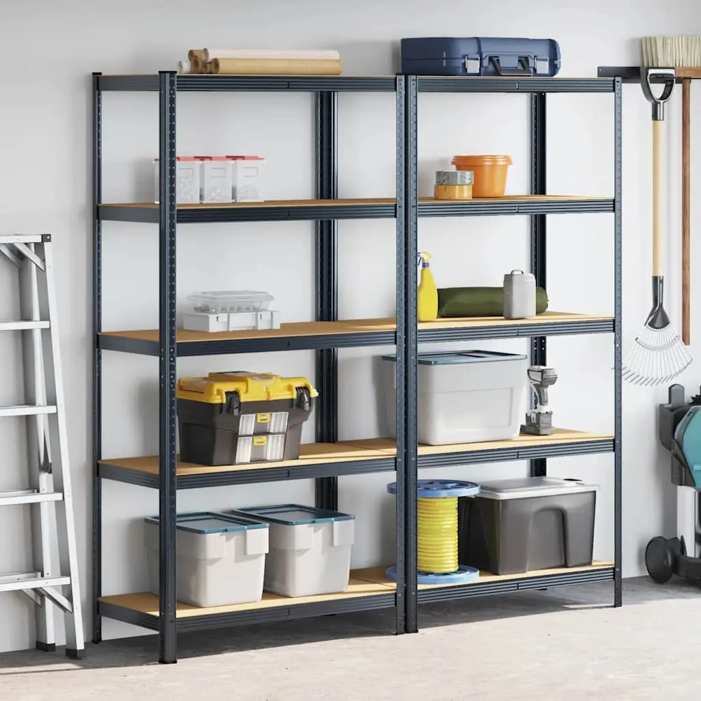 5-Layer Industrial Storage Shelves Steel Engineered Wood Anthracite