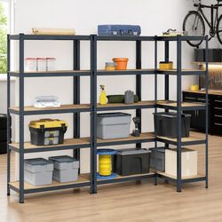 5-Layer Industrial Storage Shelves Set of 3