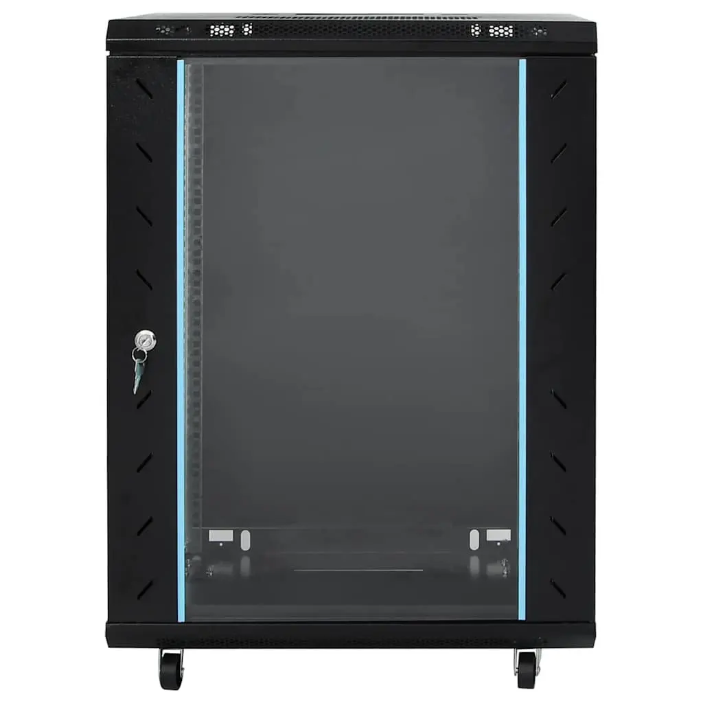 15U Network Cabinet Solid Cold-Rolled Steel 60W x 45D x 86H cm Black