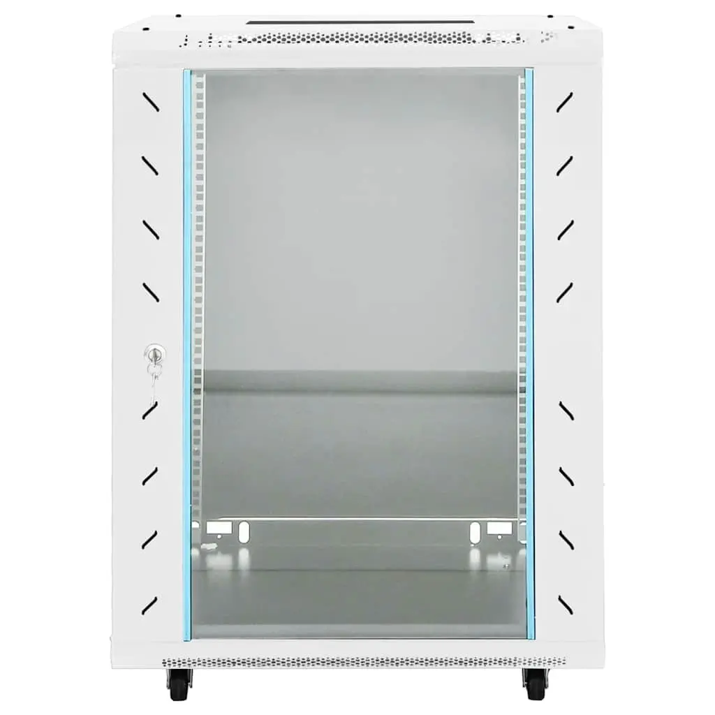 15URackMountNetworkCabinetGreyColdRolledSteelConstructionRemovableSidePanelsLockableFrontDoor19InchCompatibleSize60x45x86cm