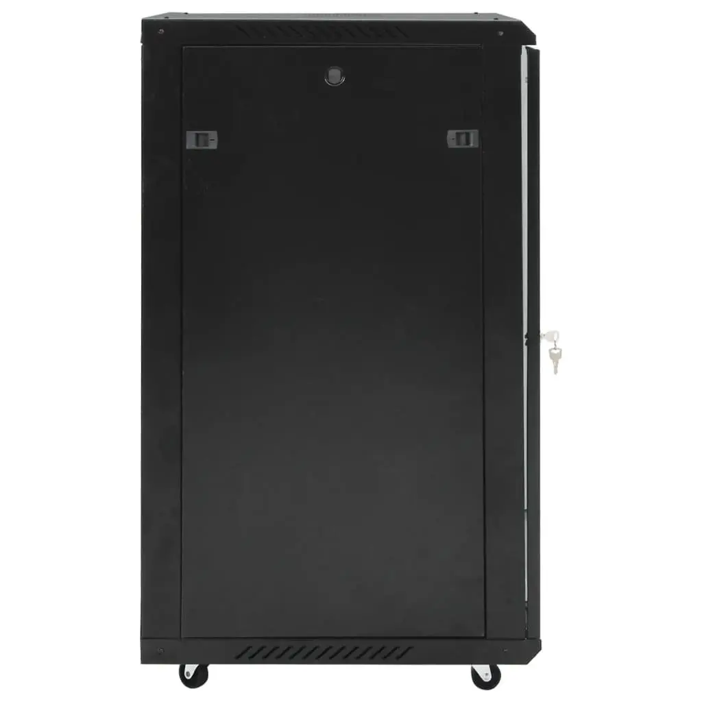 18U Server Rack Network Cabinet Black 60x60x100cm Cold Rolled Steel IP20 Removable Side Panels Lockable Front Door