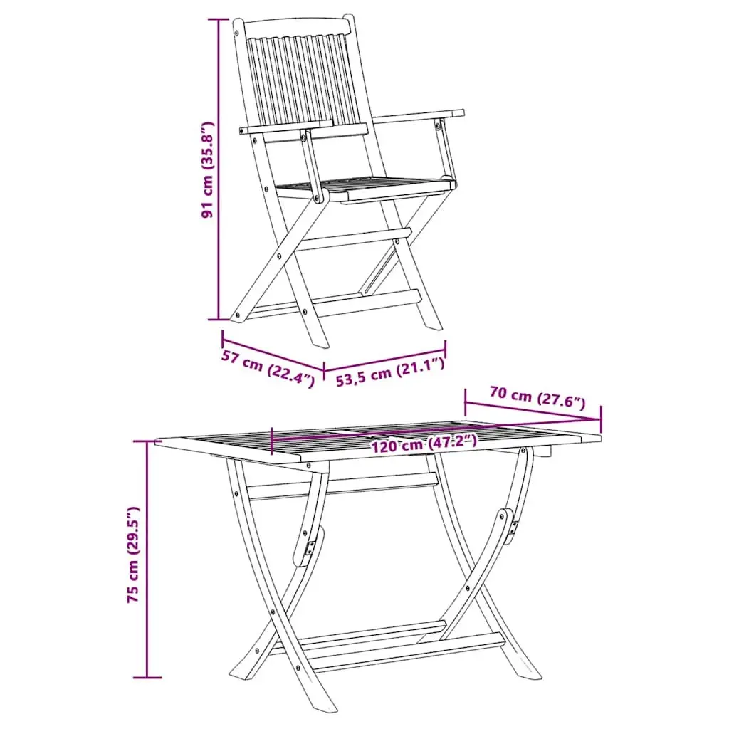 5 Piece Outdoor Dining Set Eucalyptus Wood Foldable Brown