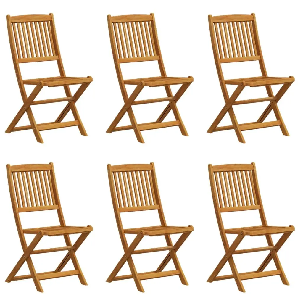7 Piece Outdoor Dining Set Foldable Slatted Table and Chairs Solid Eucalyptus Wood Brown