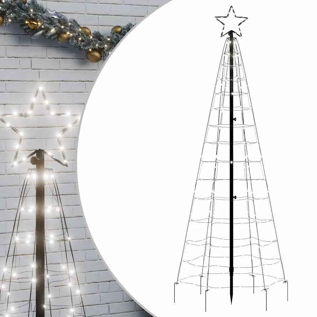 LED Christmas Tree with Spike Base 180cm Cold White Lights 220 LEDs
