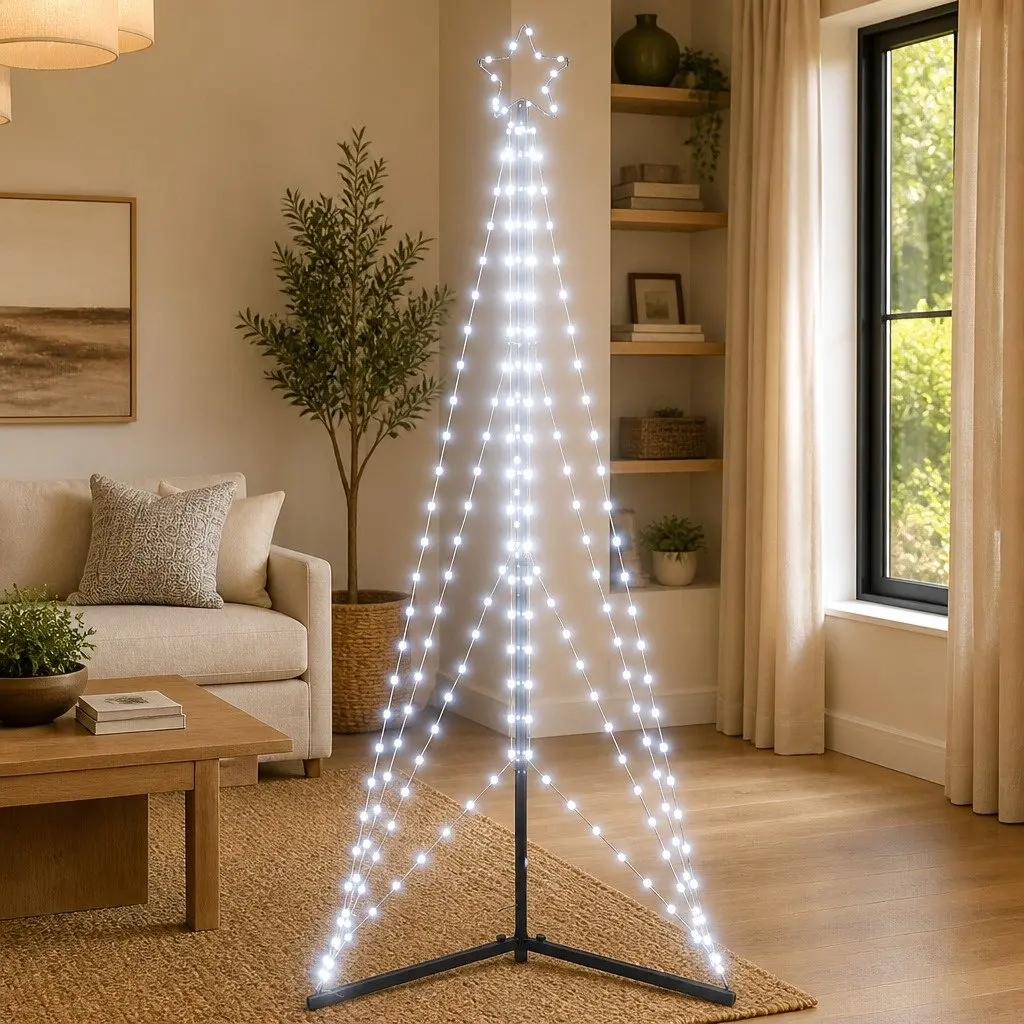 LED Christmas Tree Cold White Lights 182cm 363 Lights 8 Effects Indoor Outdoor