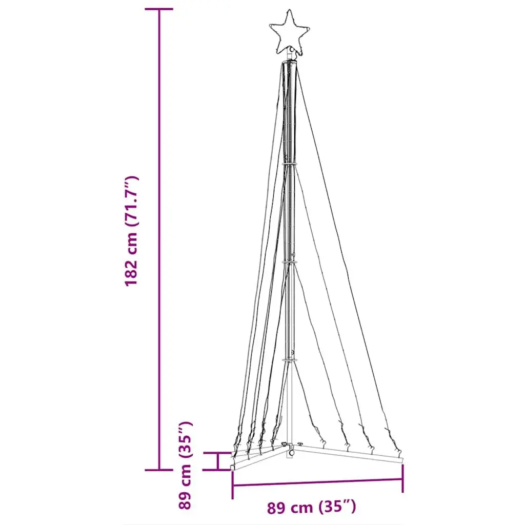 LED Christmas Tree 182cm 339 Cold White Lights 8 Effects Indoor Outdoor Holiday