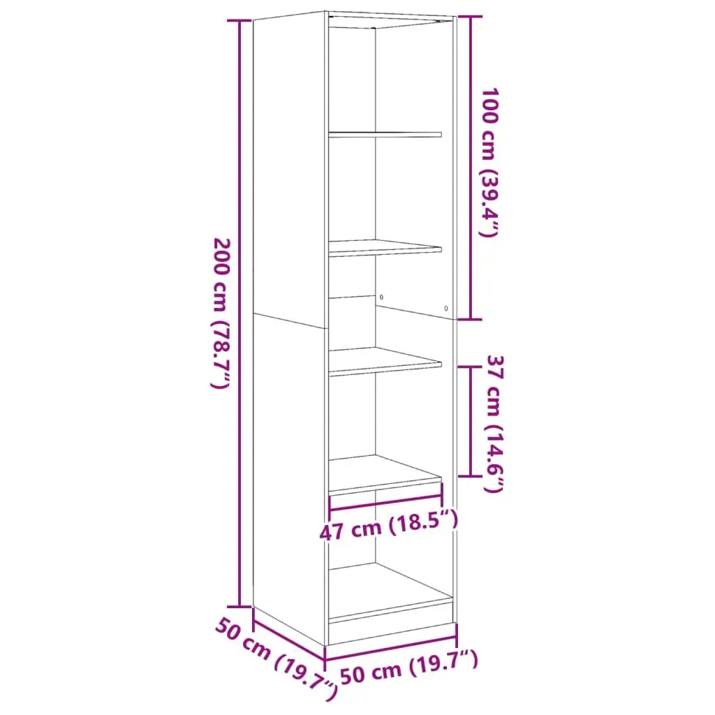 White Wardrobe Cupboard 5 Compartment Storage Cabinet Engineered Wood Hallway