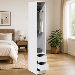 Wardrobe White 30x50x200 cm Storage Cabinet with Compartment Drawers Cupboard