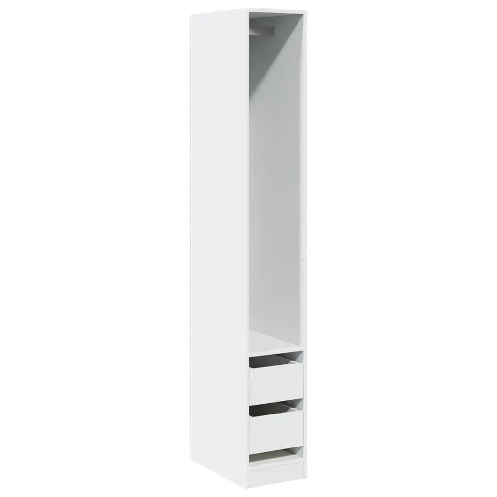 White Storage Cabinet Compact Wardrobe Engineered Wood 30x50x200cm with Compartment Drawers for Organizing Clothes and Accessories
