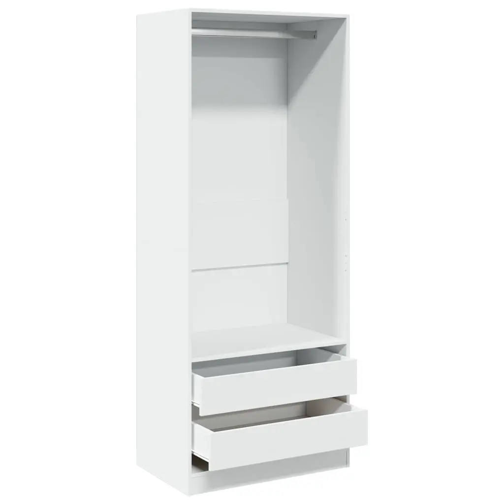 White Wardrobe Cupboard 80x50x200cm Storage Cabinet 1 Compartment 2 Drawers