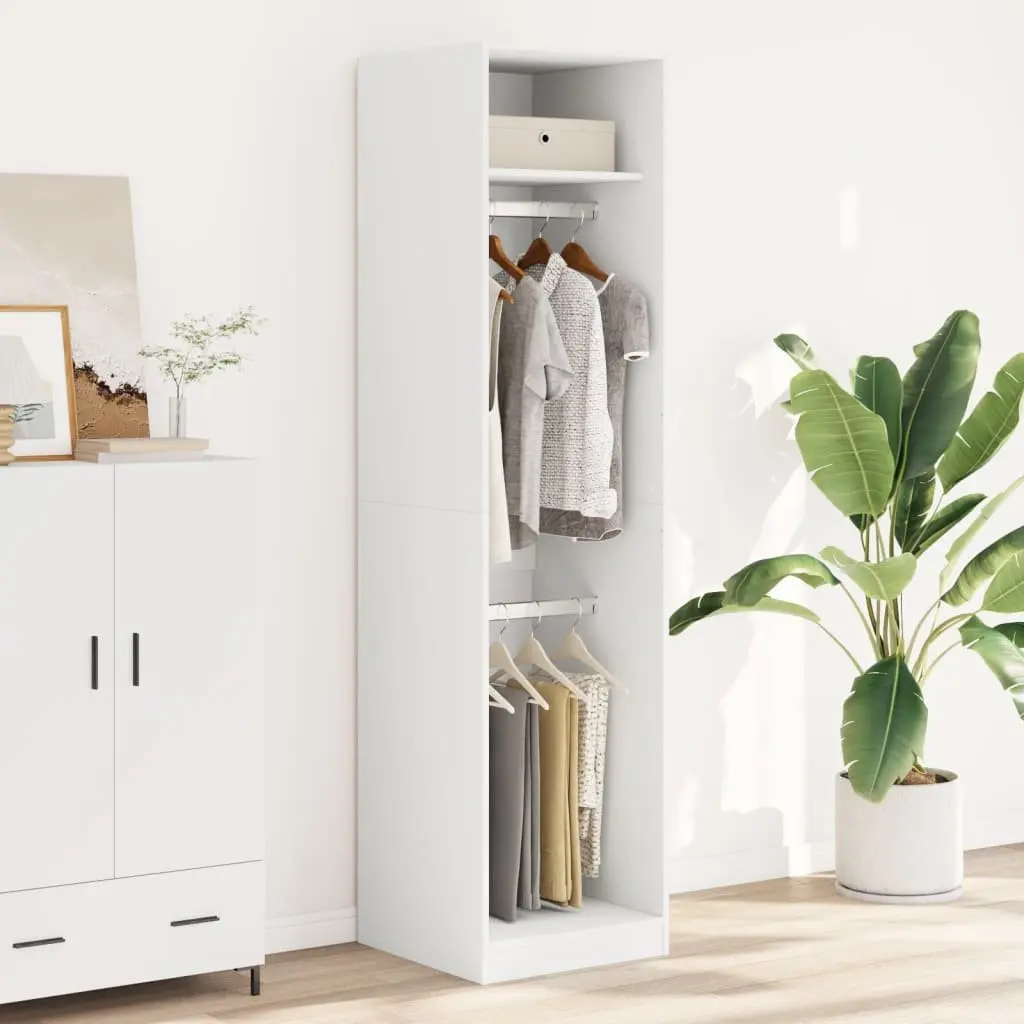 Wardrobe Cupboard Engineered Wood 50x50x200 cm White Storage Cabinet 2 Compartments