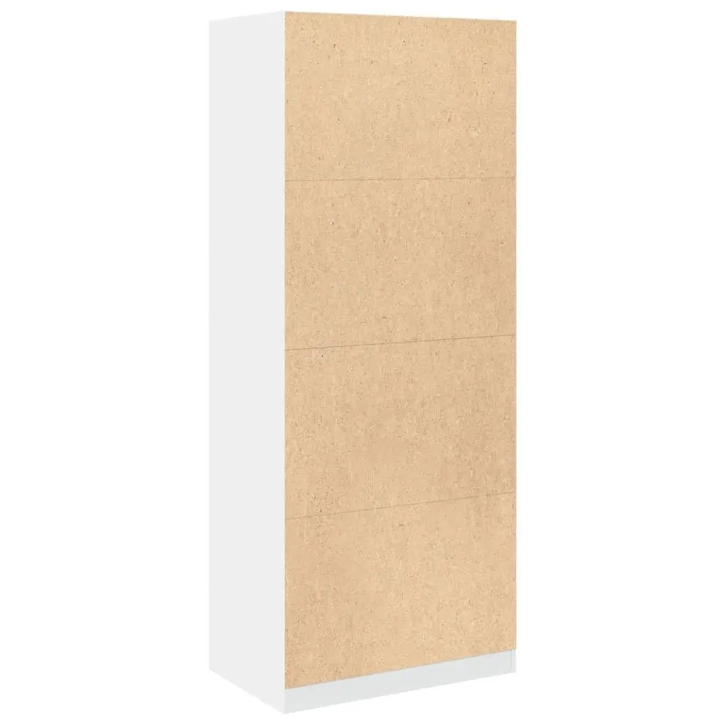 Wardrobe 80x50x200 cm White Storage Cupboard 2 Compartments Engineered Wood