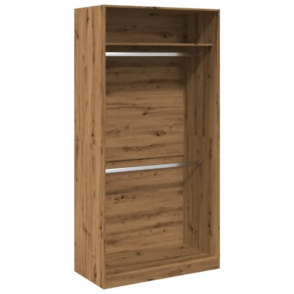 Wardrobe Cupboard 100x50x200cm Brown Engineered Wood Storage 2 Compartments