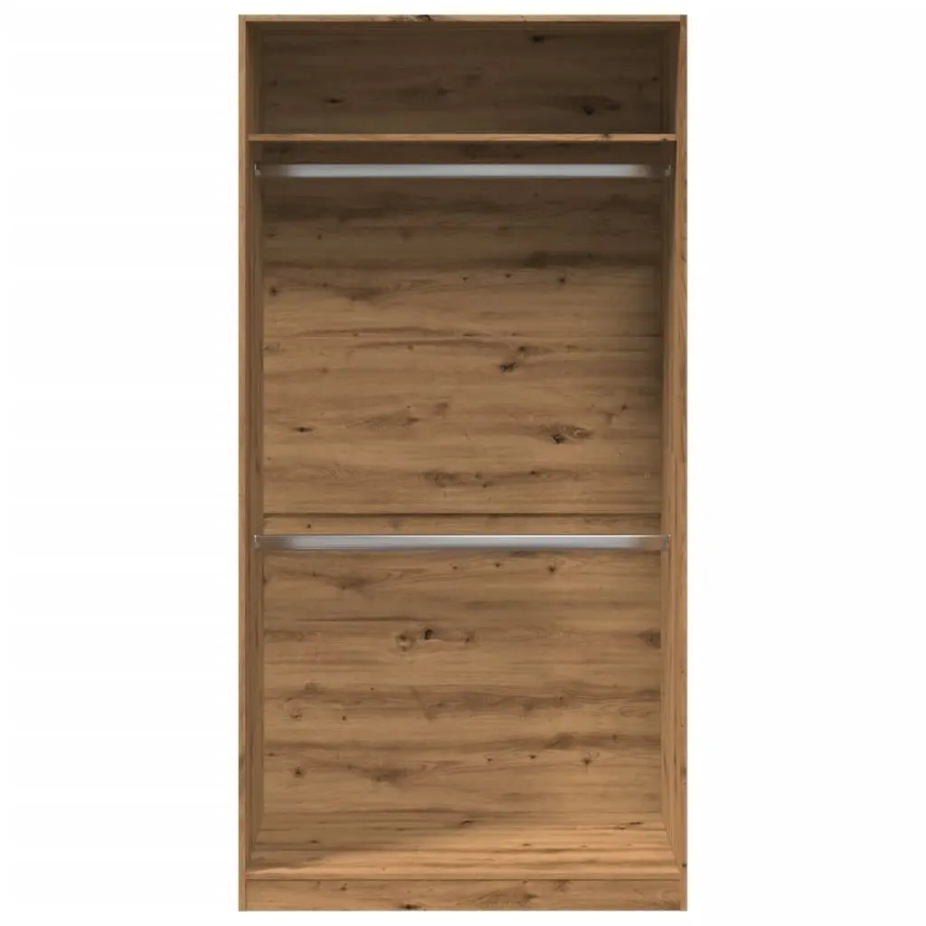 Wardrobe Cupboard 100x50x200cm Brown Engineered Wood Storage 2 Compartments