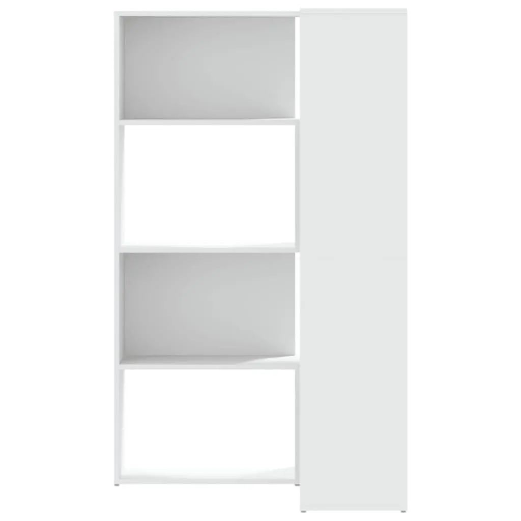 4 Tier White Engineered Wood Corner Bookcase 85x85x140cm Shelving Storage Unit
