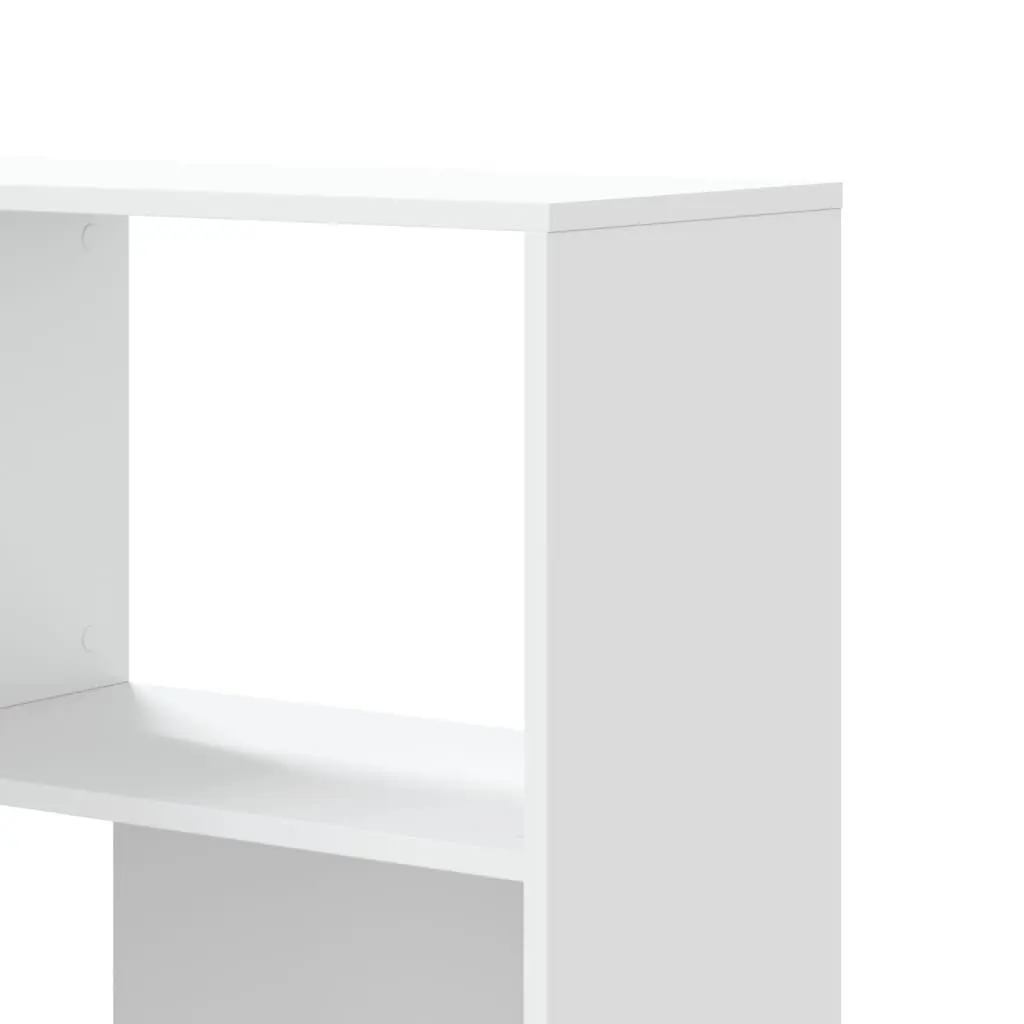 4 Tier White Engineered Wood Corner Bookcase 85x85x140cm Shelving Storage Unit