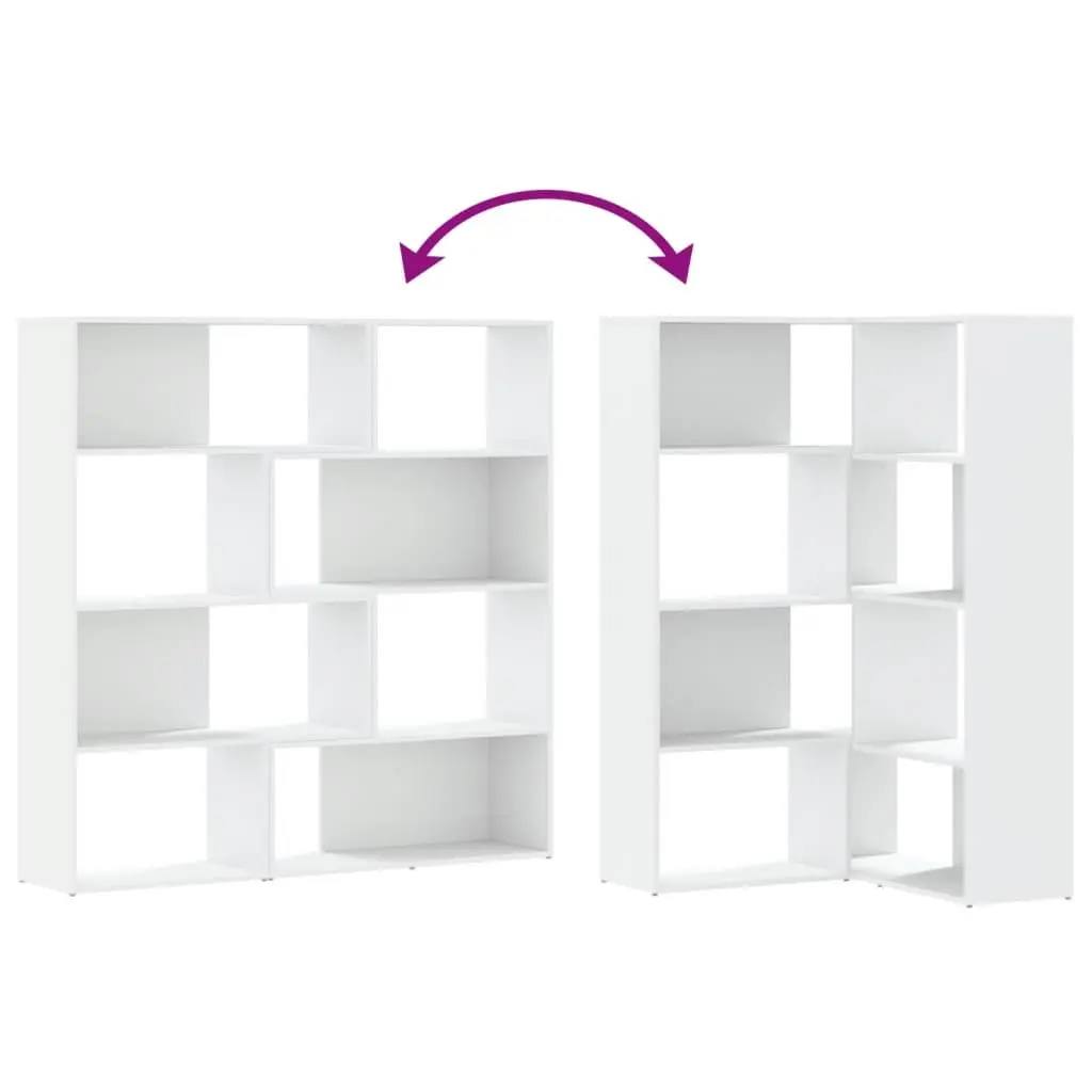 4 Tier White Engineered Wood Corner Bookcase 85x85x140cm Shelving Storage Unit