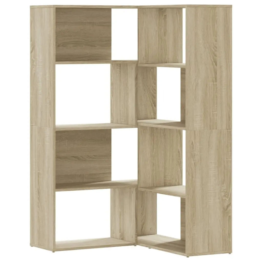 Corner Bookcase Engineered Wood 4-Tier Sonoma Oak Brown Display Stand