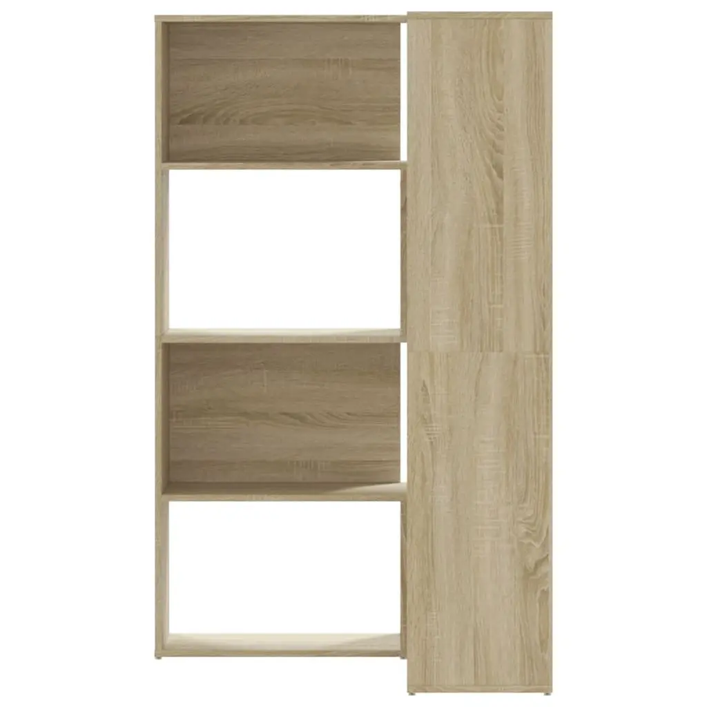 Corner Bookcase Engineered Wood 4-Tier Sonoma Oak Brown Display Stand