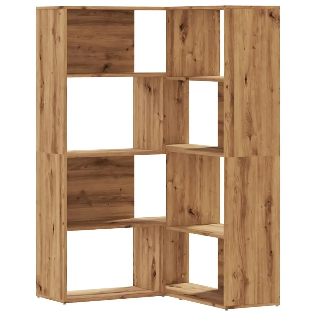 Corner Bookcase Engineered Wood 85x85x140cm Brown 4-Tier Shelving Unit