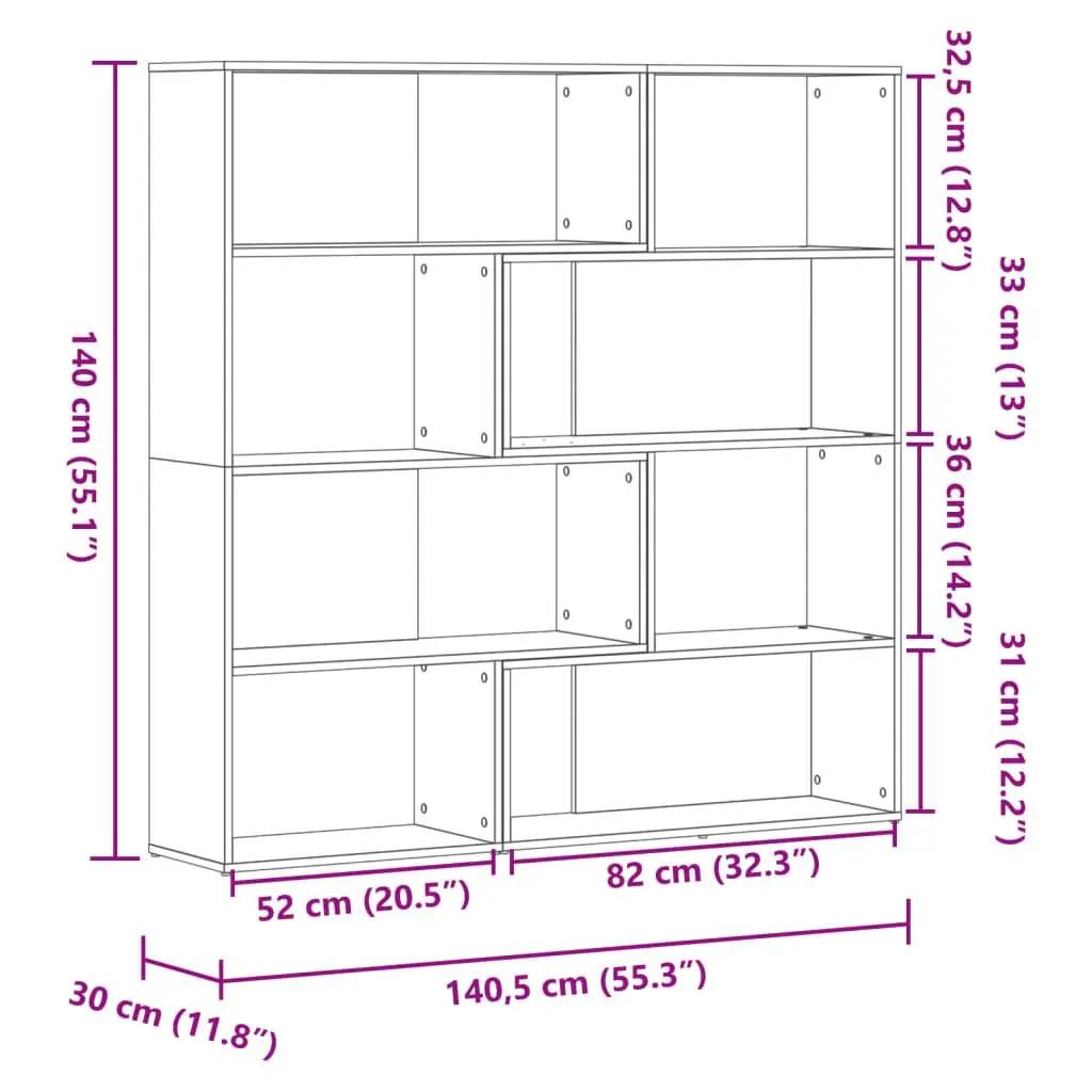 Corner Bookcase Engineered Wood 85x85x140cm Brown 4-Tier Shelving Unit