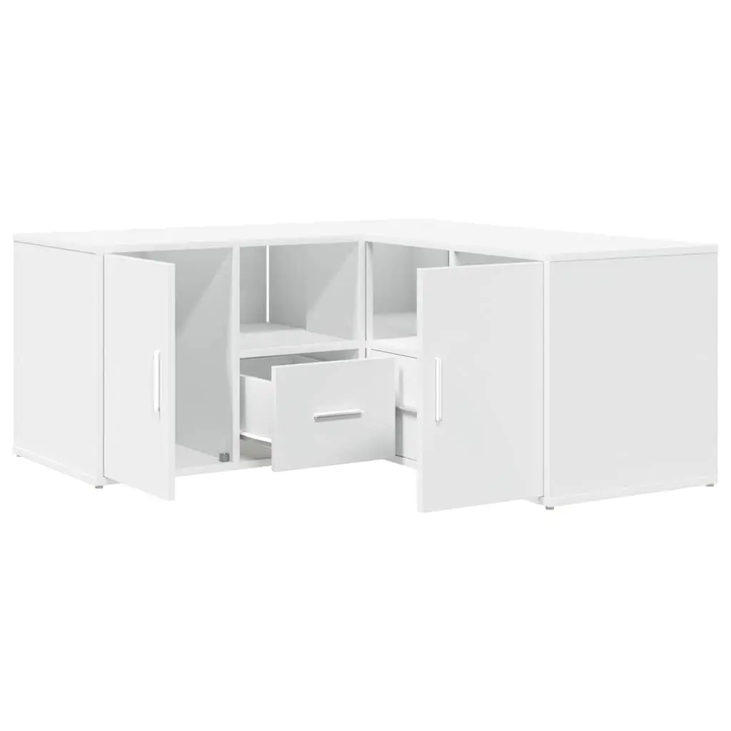 Corner Cabinet White Storage Furniture Engineered Wood Shelving Unit 160x40x45cm