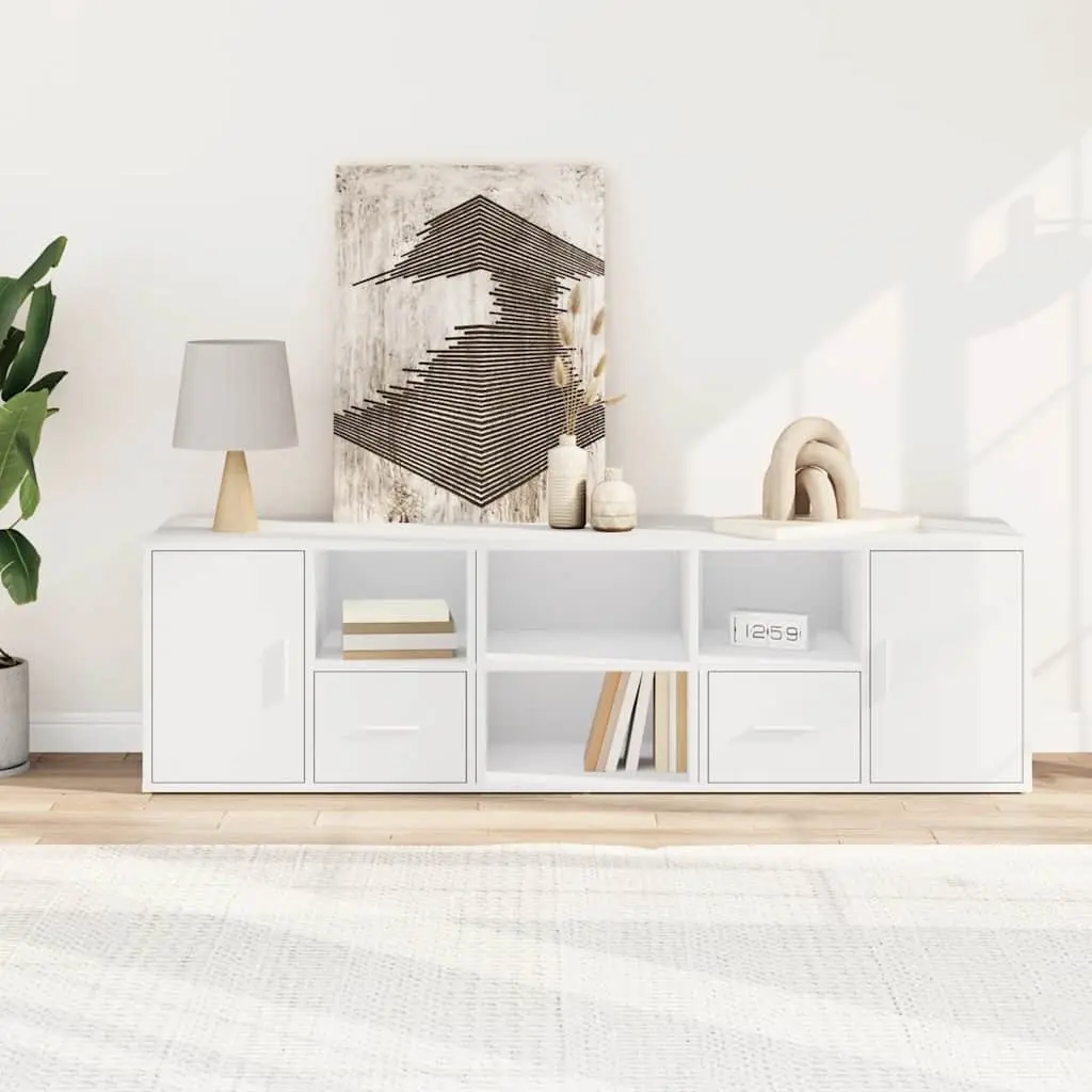 Corner Cabinet White Storage Furniture Engineered Wood Shelving Unit 160x40x45cm