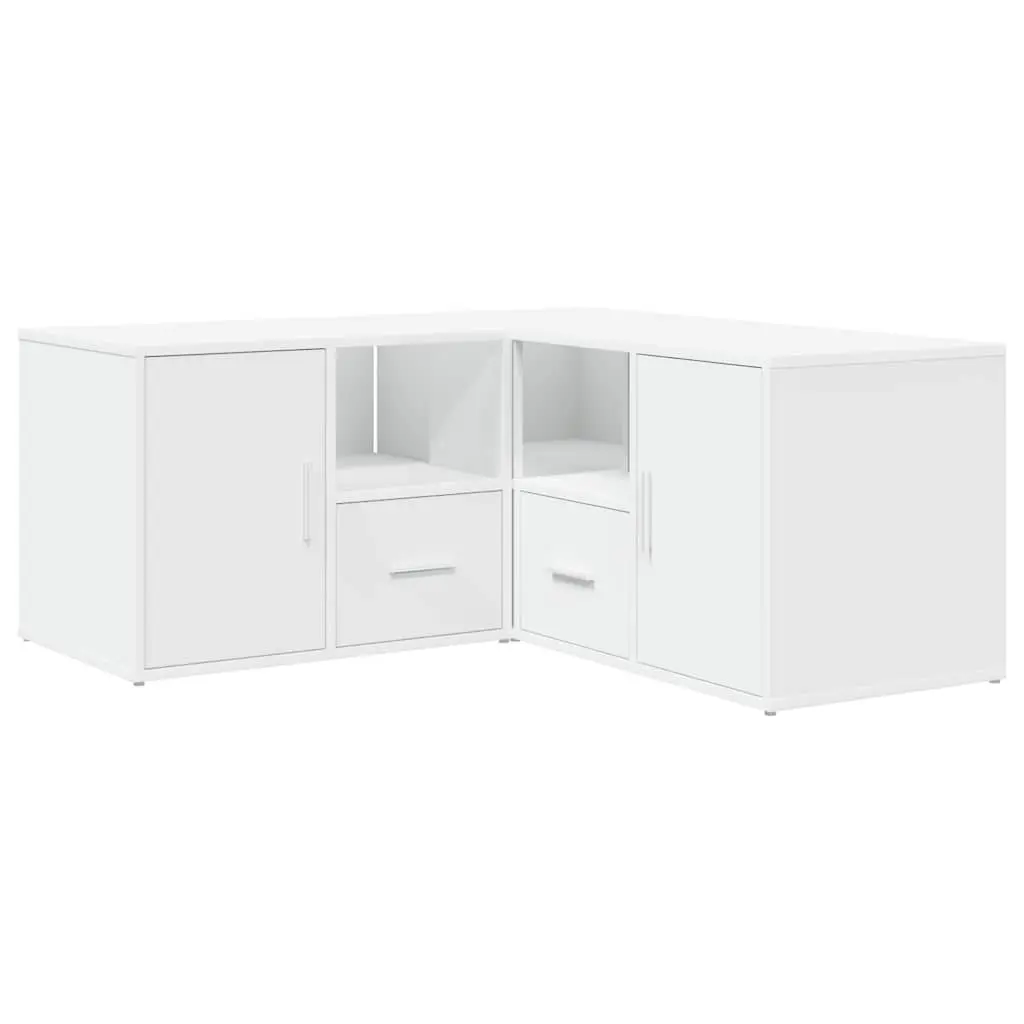 Corner Cabinet White Storage Furniture Engineered Wood Shelving Unit 160x40x45cm