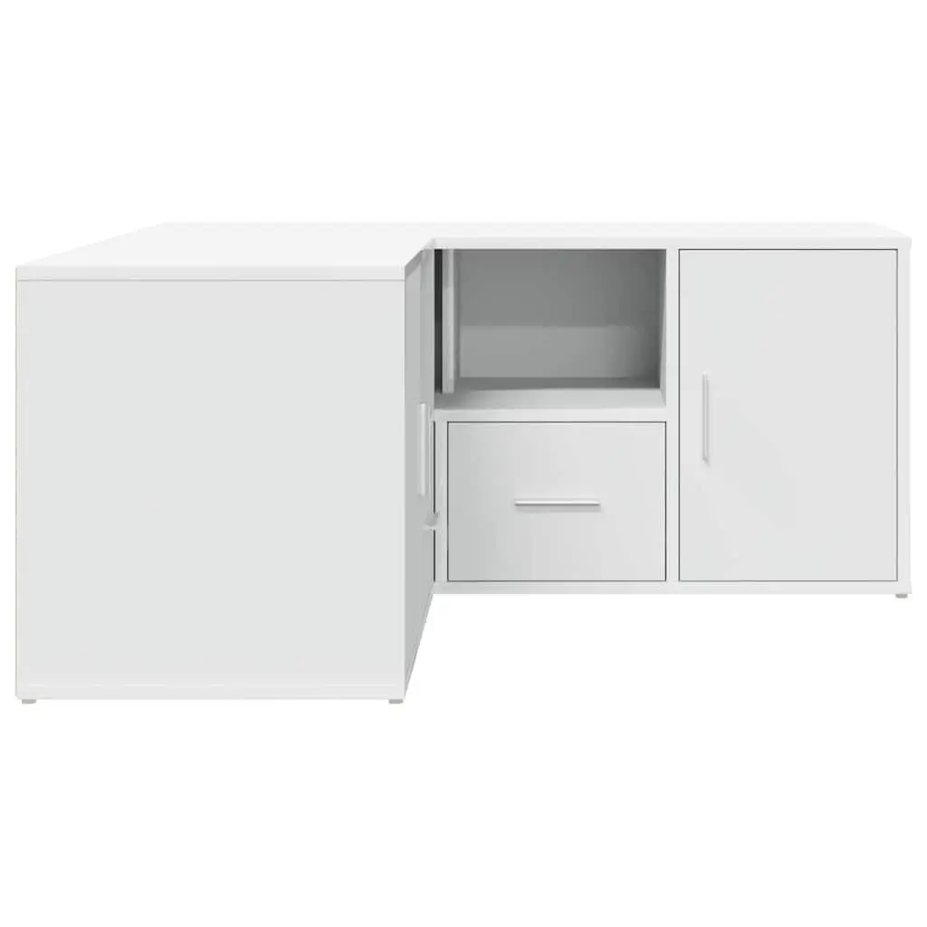 Corner Cabinet White Storage Furniture Engineered Wood Shelving Unit 160x40x45cm