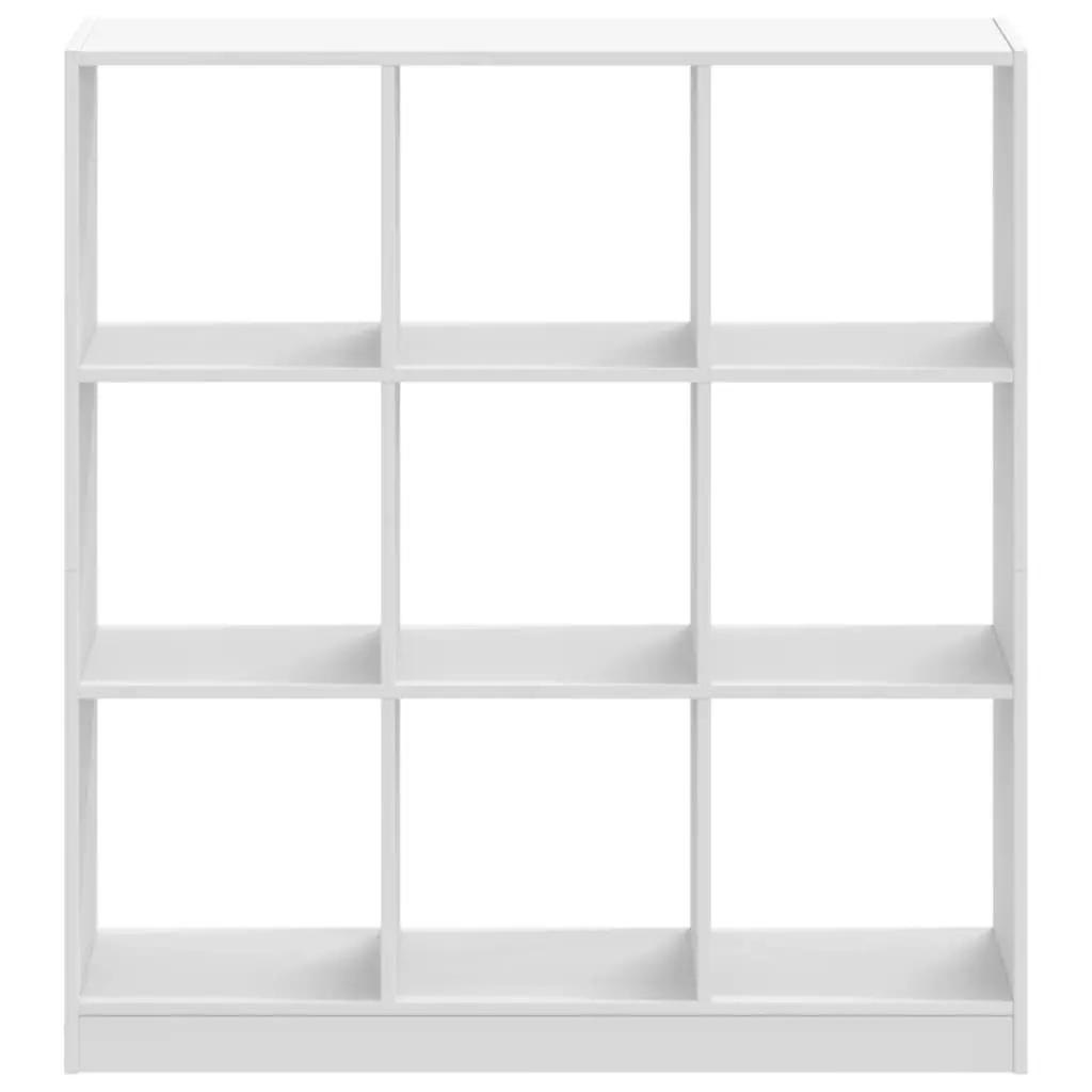 White Bookcase Engineered Wood 9 Compartment Storage Display 102cm Width 32cm Depth 108cm Height