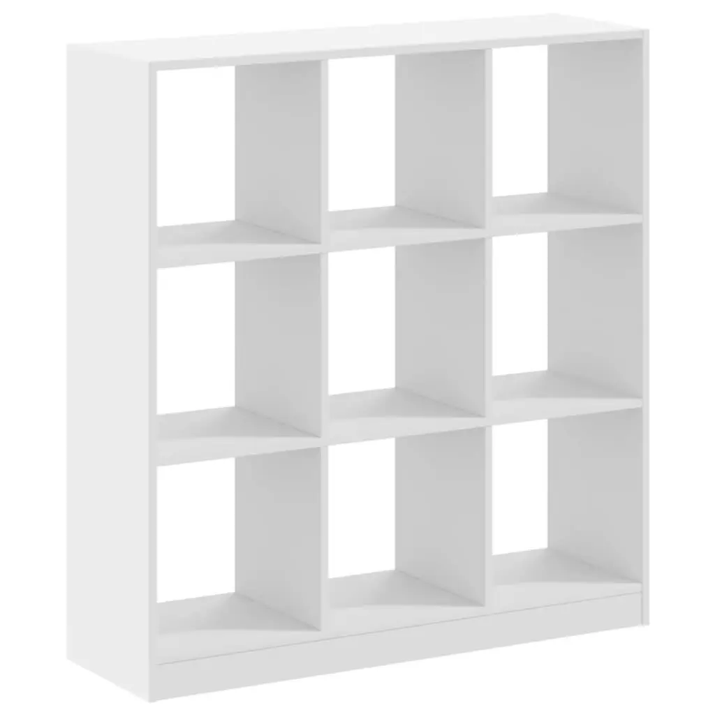 White Bookcase Engineered Wood 9 Compartment Storage Display 102cm Width 32cm Depth 108cm Height
