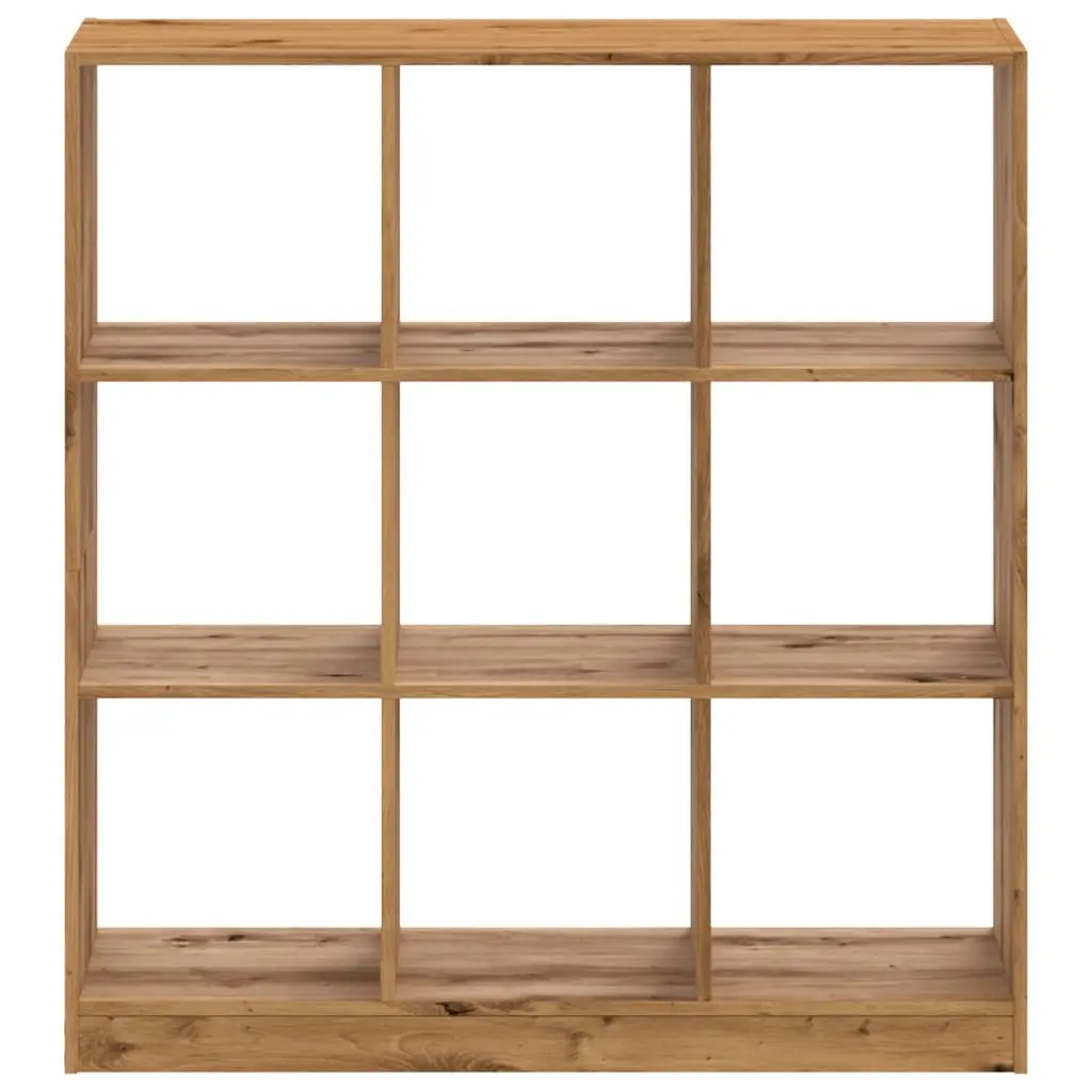 9 Compartment Storage Unit Engineered Wood Brown Bookcase Display Rack