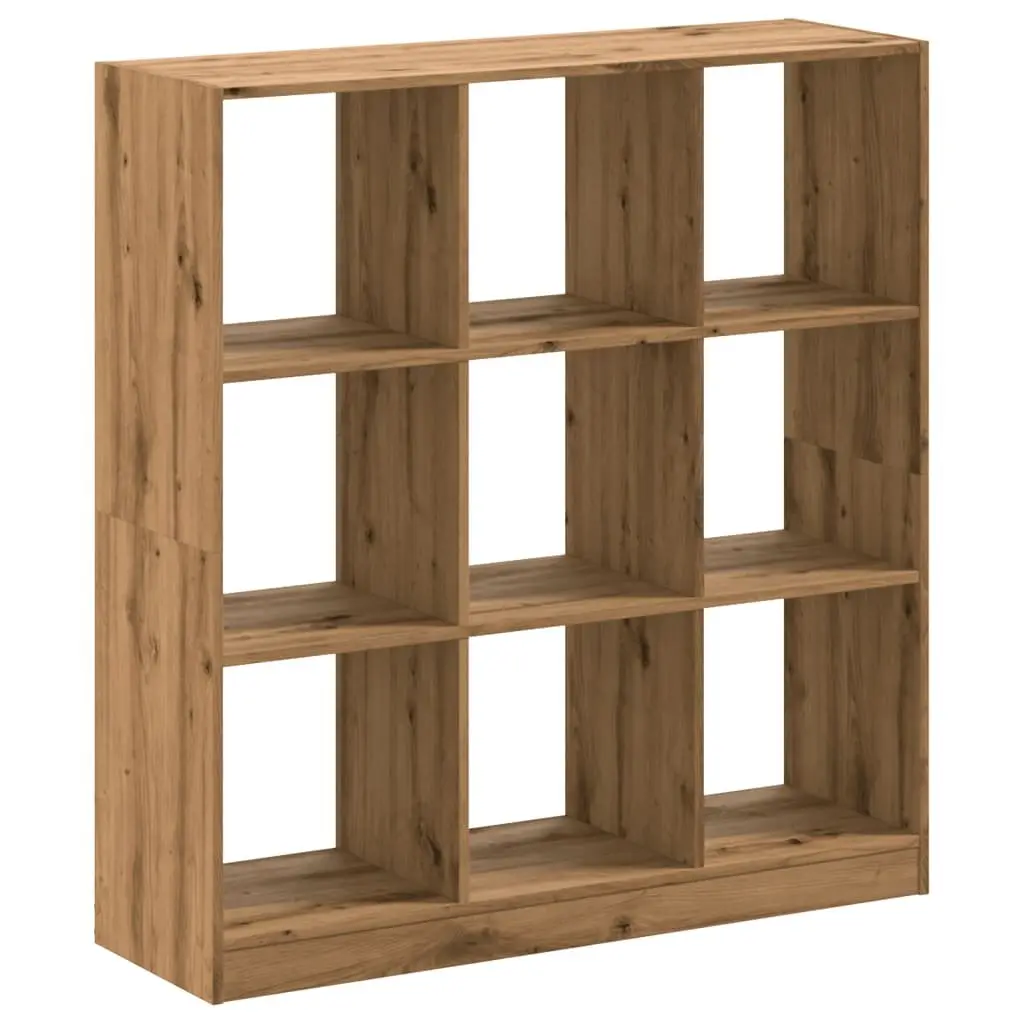 9 Compartment Storage Unit Engineered Wood Brown Bookcase Display Rack