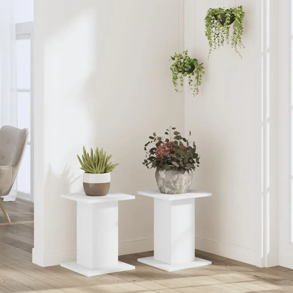 Plant Stands Engineered Wood White 30x30x40cm Indoor Outdoor Display 2 Piece