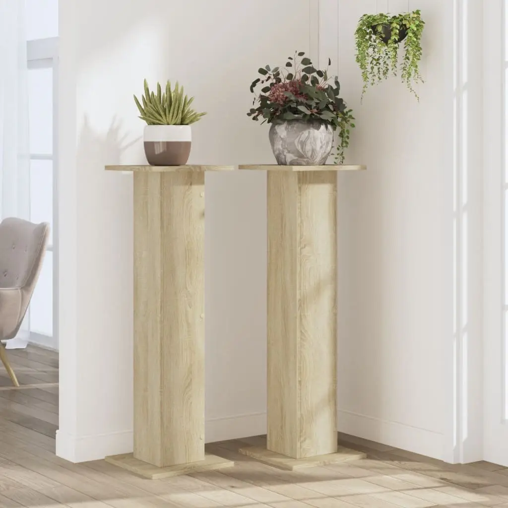 Plant Stands 2 pcs Brown Engineered Wood Tall Display Stands 30x30x95 cm