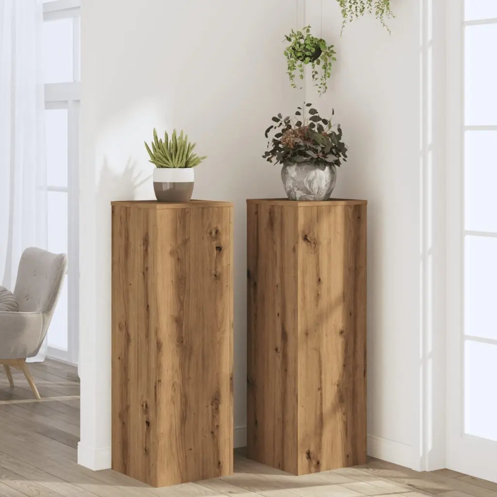 Brown Engineered Wood Plant Stands 33x33x100cm 2 Pieces Modern Flower Display Stands