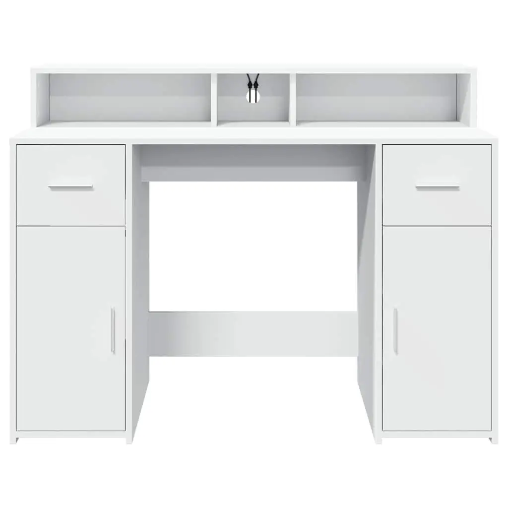 White LED Desk for Home Office and Gaming