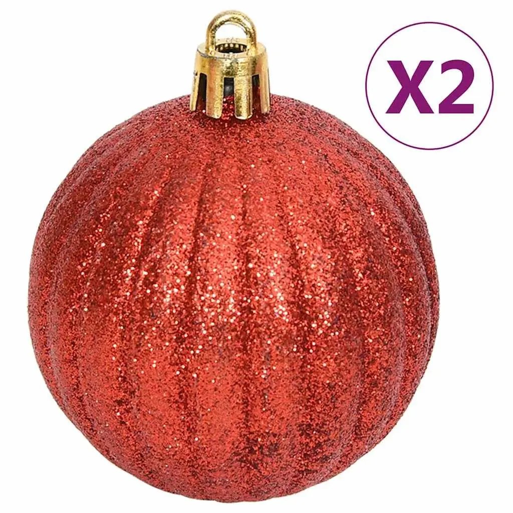 Christmas Bauble Set Shatterproof Plastic 108 Piece Gold Red Ornaments