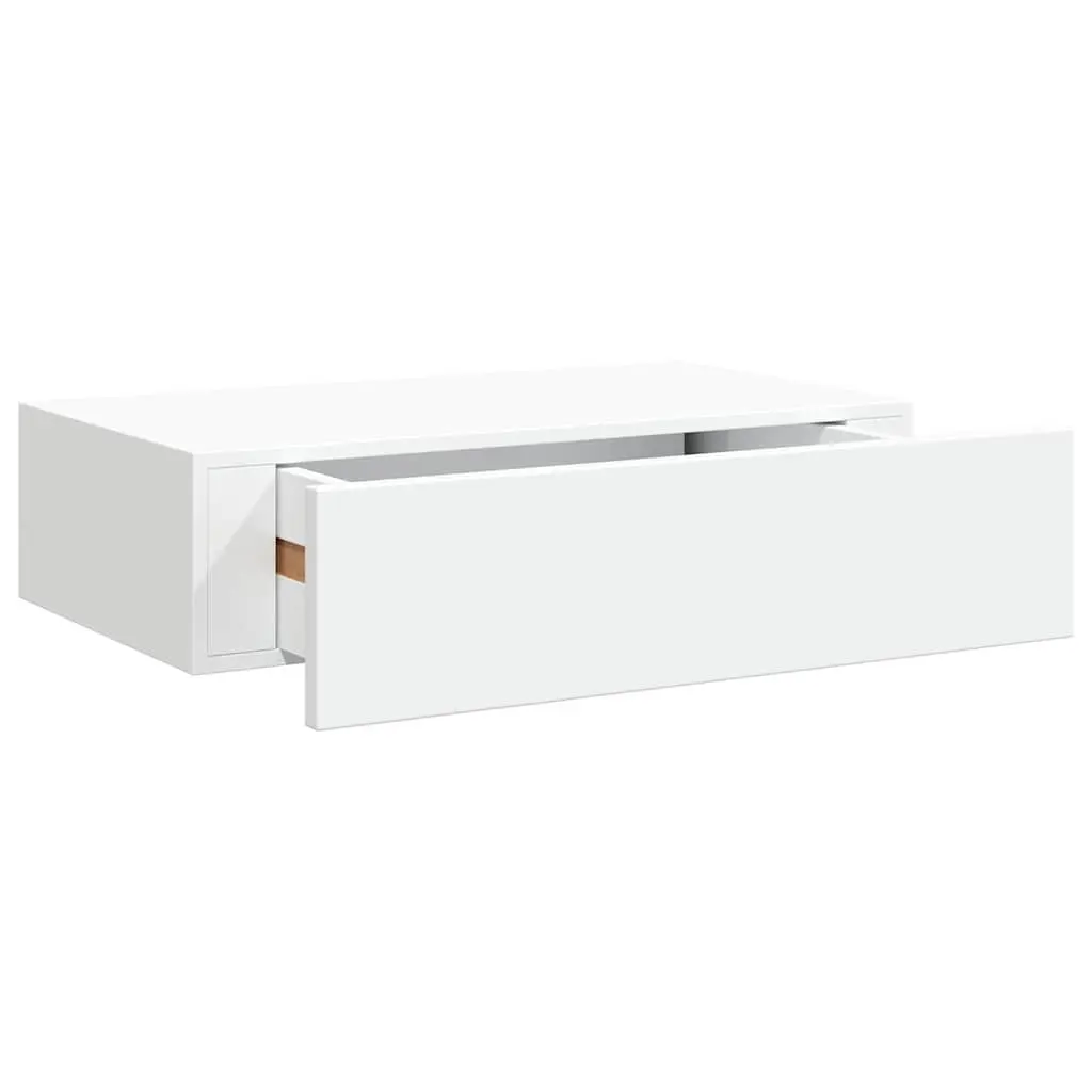 Wall-mounted Drawer Shelf MDF and Metal 40x23.5x10cm White Floating Storage Organizer