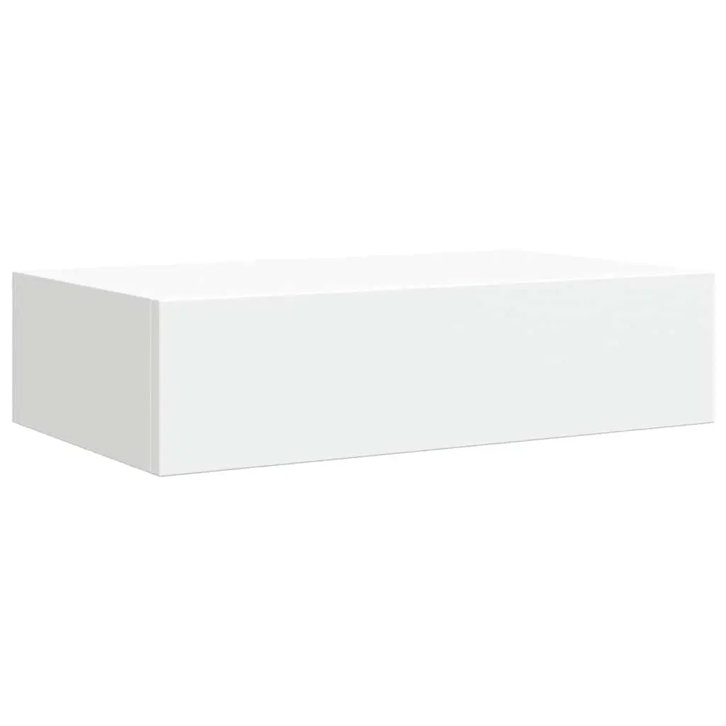 Wall-mounted Drawer Shelf MDF and Metal 40x23.5x10cm White Floating Storage Organizer