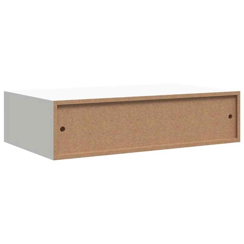Wall-mounted Drawer Shelf MDF and Metal 40x23.5x10cm White Floating Storage Organizer