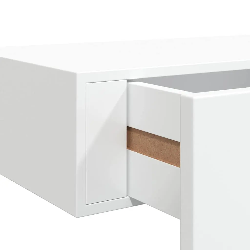 Wall-mounted Drawer Shelf MDF and Metal 40x23.5x10cm White Floating Storage Organizer