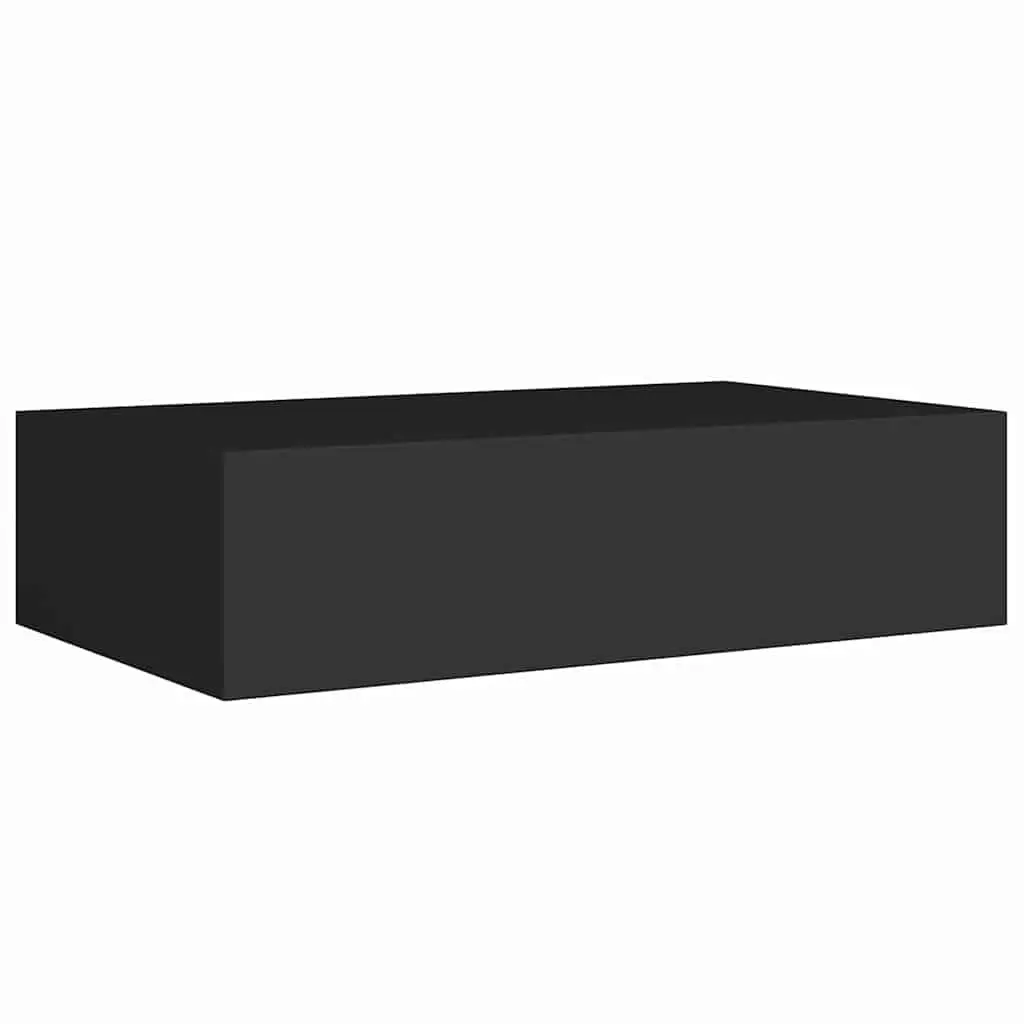 Black Floating Storage Organizer 2 Piece Wall-mounted Drawer Shelves MDF and Metal Compact Home Decor
