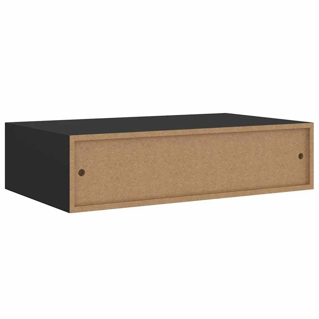Black Floating Storage Organizer 2 Piece Wall-mounted Drawer Shelves MDF and Metal Compact Home Decor
