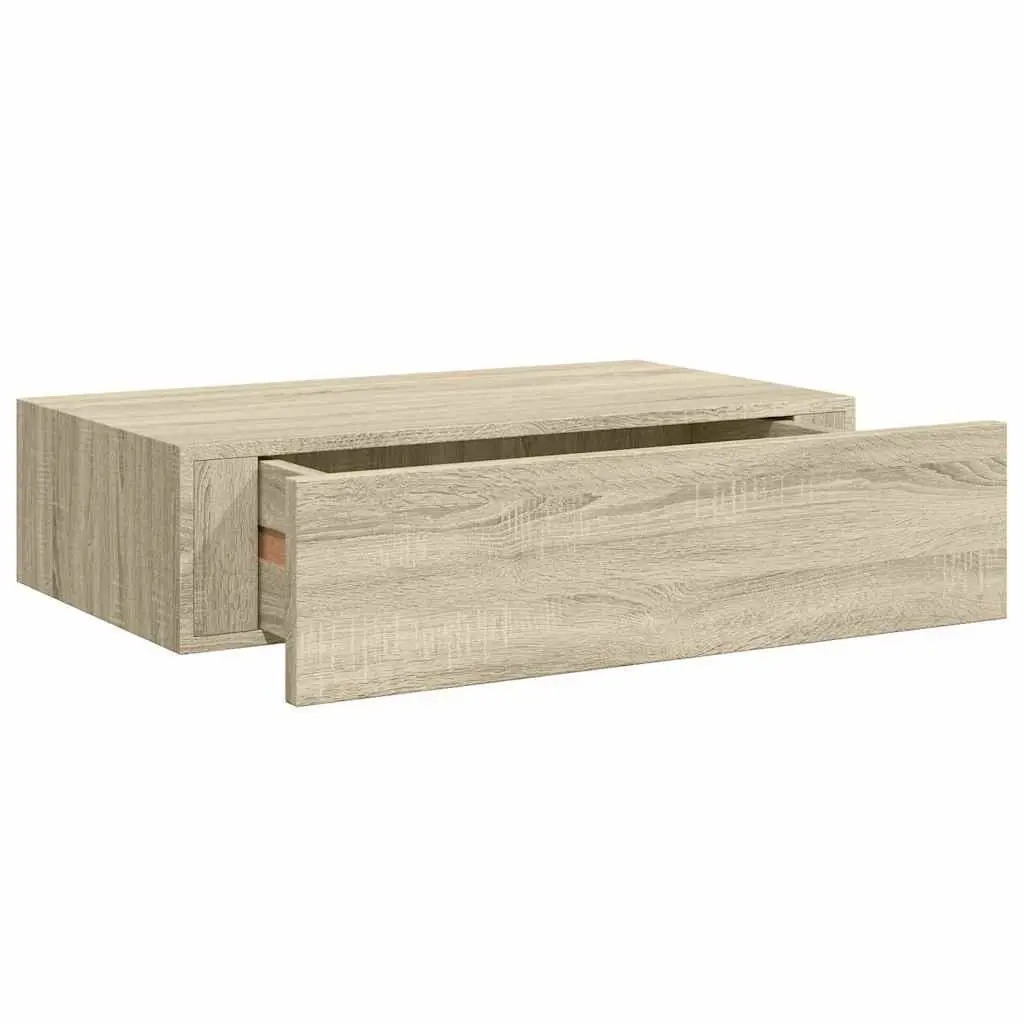 Wall-mounted Drawer Shelves MDF and Metal 40x23.5x10cm Brown Set of 2