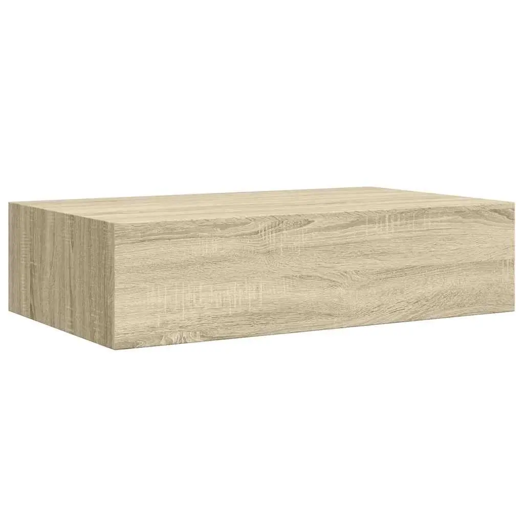 Wall-mounted Drawer Shelves MDF and Metal 40x23.5x10cm Brown Set of 2