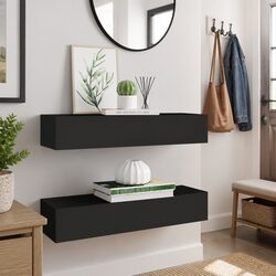 Practical Black Floating Shelves with Drawers for Any Room