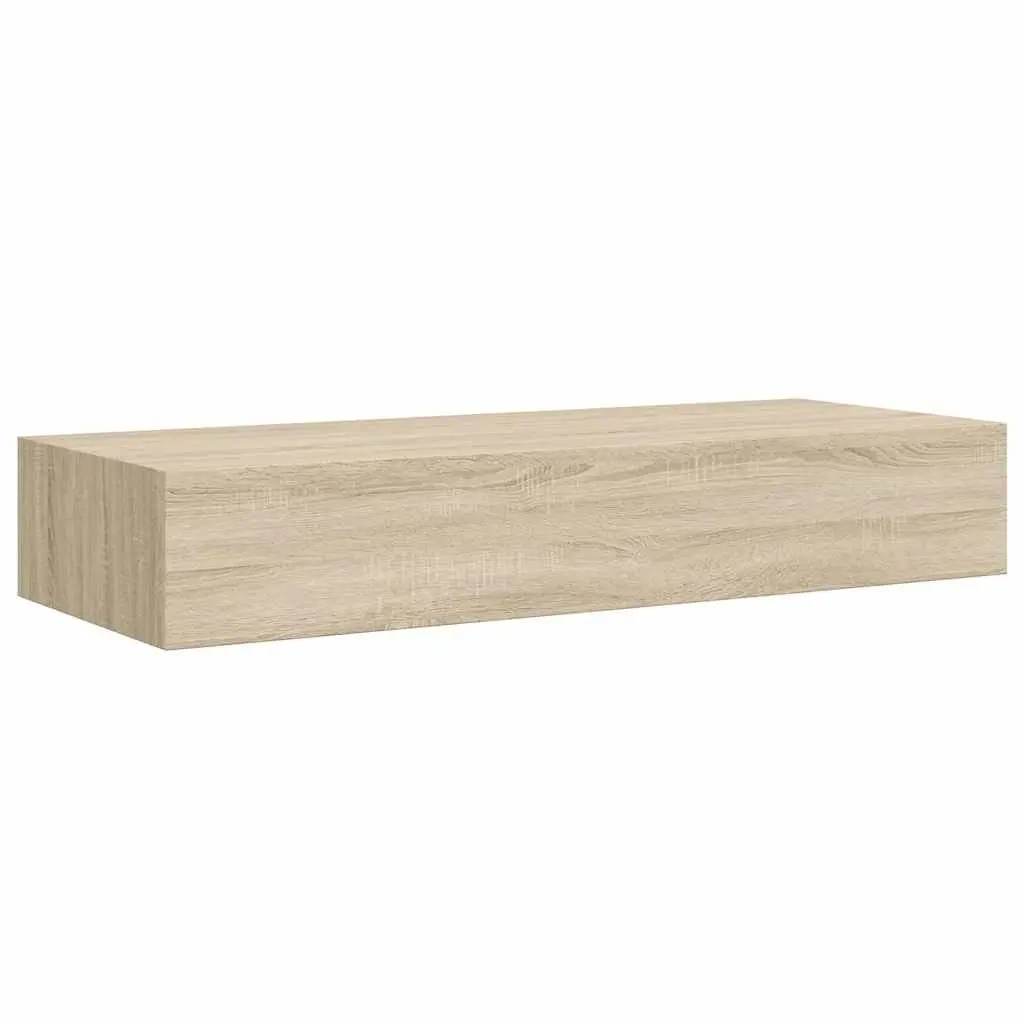 Wall-mounted Drawer Shelf Oak Brown Floating Storage 60x23.5x10cm
