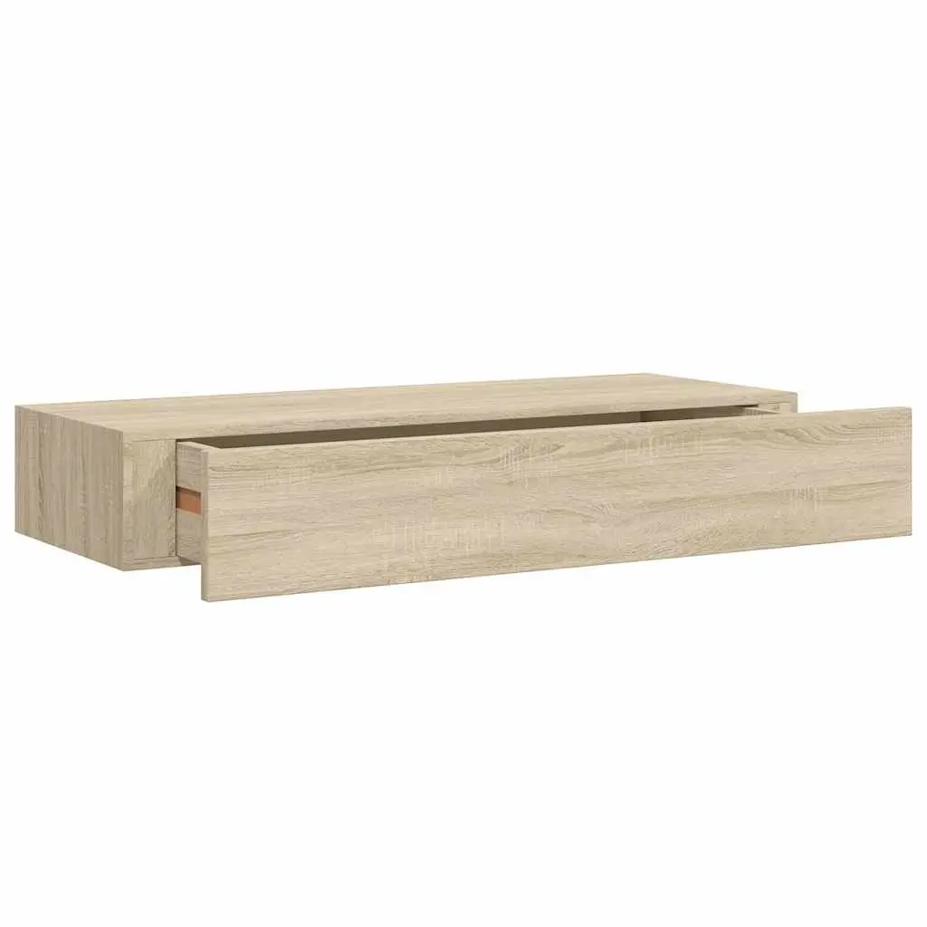 Floating Storage Organizer Shelves Wall-mounted Oak Brown MDF 60x23.5x10cm Set of 2